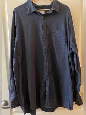 MUTUAL WEAVE Men’s Button Down Collared Cotton-Blend Shirt in Blue - 2XLT